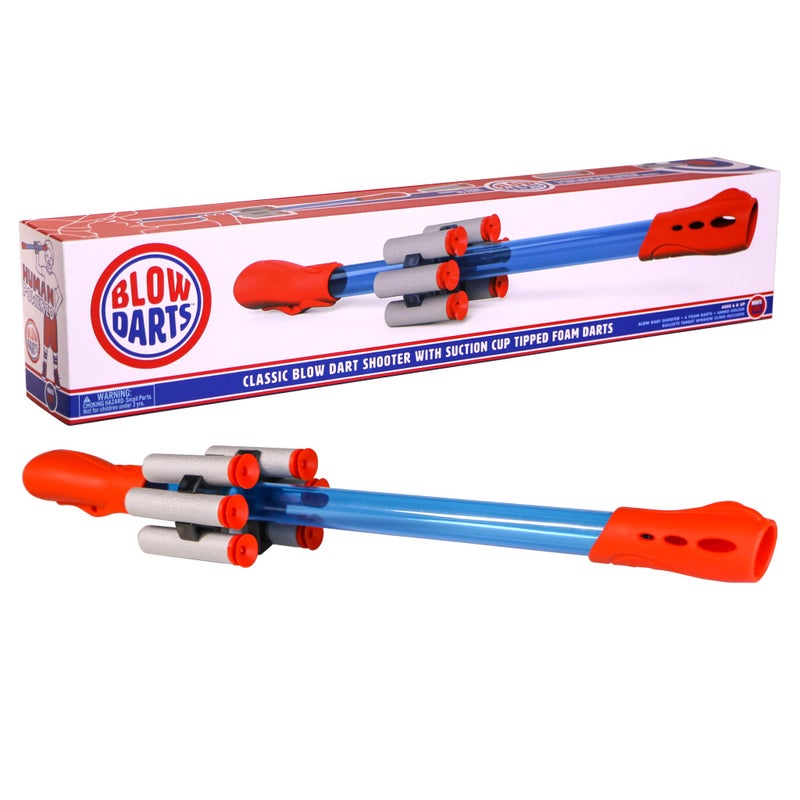 Mighty Fun! - Blow Darts Target Set - Classic Blowtube for Kids - Blow Dart Shooter, 6 Suction Cup Tipped Darts, Dart Holder and Bullseye Target - Ages 6+ - Image 1